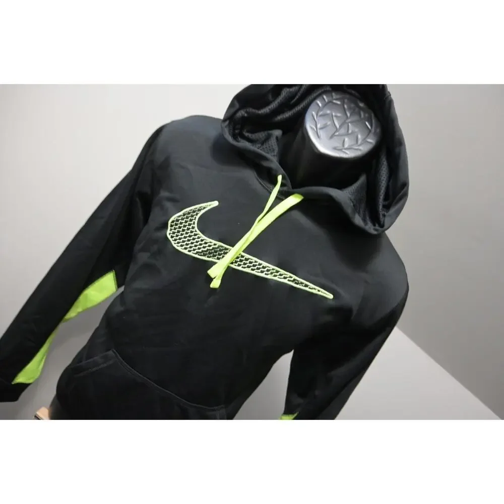 Nike Hoodie Therma Fit Black Pull Over Fleece‎ Sweater Mens Size Small